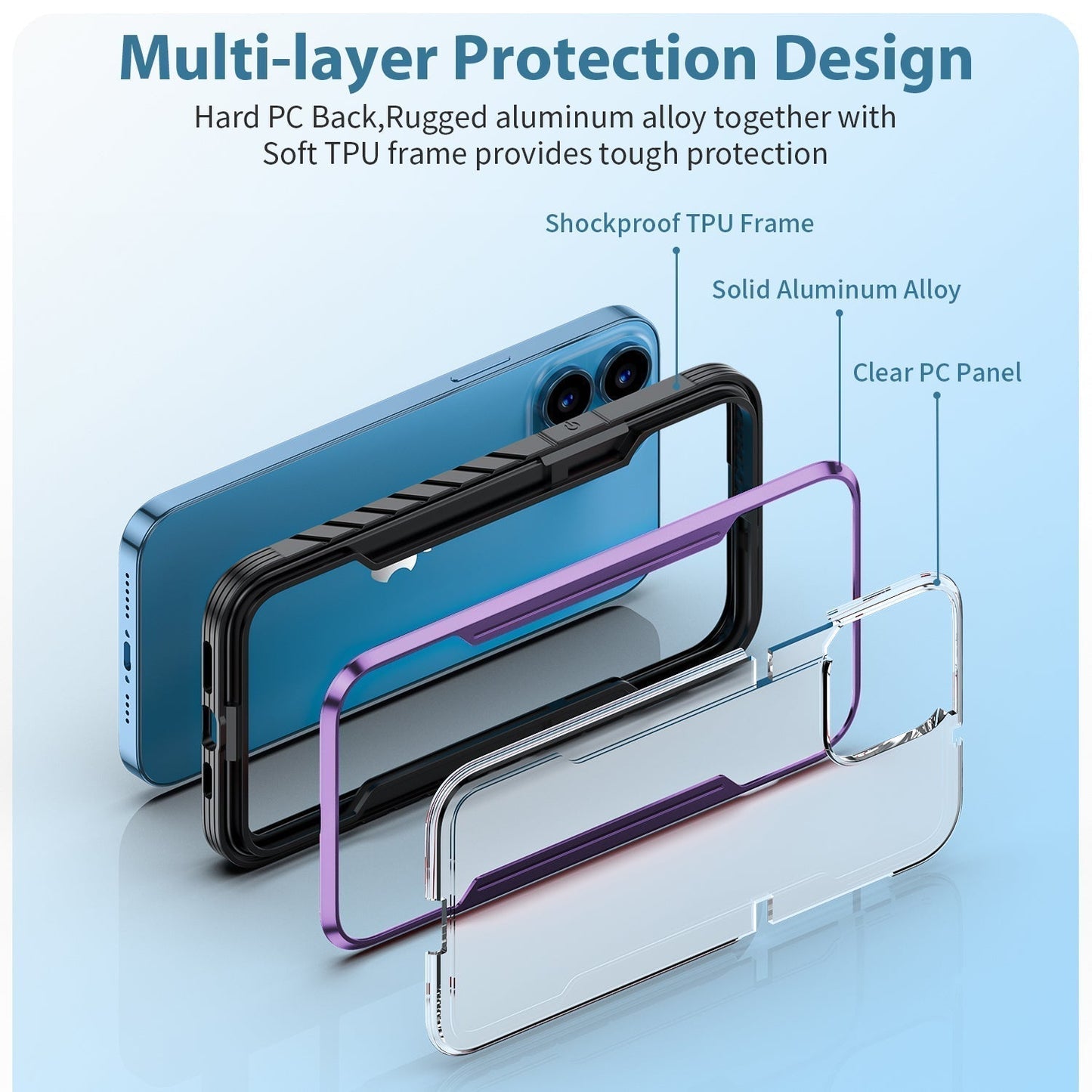 Vazico iPhone 12, 13, 14 & 15 Series Case - Defence Shield Metal Cover, Military Grade Protection