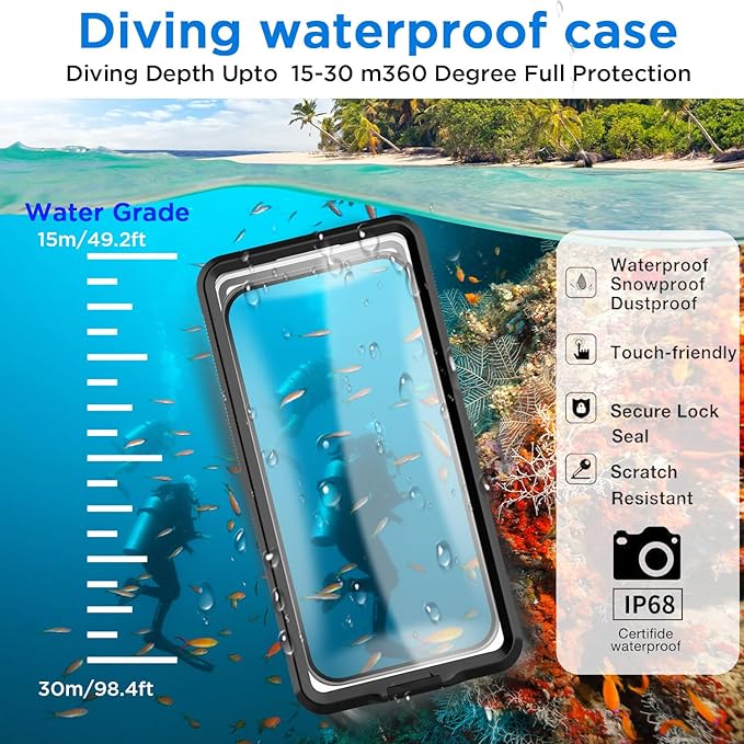 Dynamoda Waterproof Phone Case,Universal Shelf-Check Function Underwater Pouch Dry Bag Beach Travel Essentials Tech Gadgets Gifts for iPhone 15 14 13 11 12