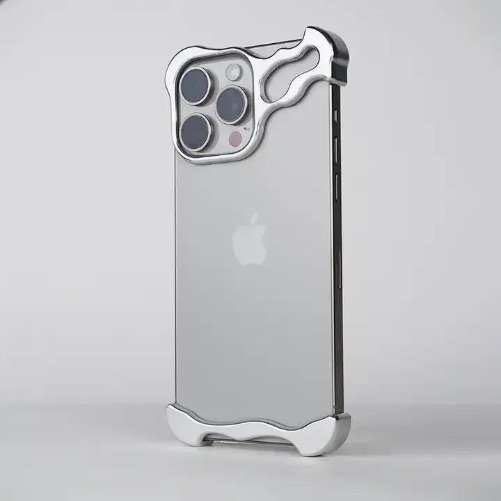 Vazico iPhone 15 Pro Max Bumper Case: Minimalist Titanium Metal Frame with Camera Rings