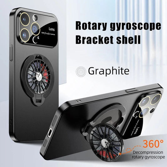 Shetchix iPhone 11, 12, 134, 14, 15 Series Luxury Magnetic Rotating gyroscope bracket Phone Case